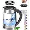 Ecosa Bollitore 2 in 1 e bollitore per tè in vetro in acciaio inox con regolazione della temperatura e filtro da tè separato, 1,7 litri, 2.200 Watt, senza BPA, con scelta di temperatura 40 °C - 100 °C