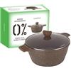 KASANOVA Casseruola 28 cm antiaderente 0 grassi con coperchio marrone Cottura