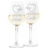 Colorfamily Coppia Calici Personalizzati SanValentino Set da 2 calici Vino Il bicchiere terapeutico Matrimonio Fidanzamento Amore Auguri 500 ml