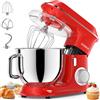 DOBBOR 9.5Litri Impastatrice planetaria, DOBBOR 1500W Robot da Cucina con ciotola di acciaio inossidabile, 7 velocità con Gancio per Impastare, Frusta, Sbattitore, Ciotola e Coperchio (Rosso)