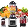 QIAKEFE 1100 W Robot da cucina multifunzione, 3 in 1, robot da cucina inclusi tritatutto, spremiagrumi e mulino, 3 L+1,5 L+0,5 L ciotola e 4-6-8 coltelli da foglia, tritacarne per frullati, carne macinata