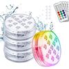Flintronic LED Sommergibili con Telecomando, 4 Pezzi Luce Subacquea, Luci Piscina, Sommergibile Luce LED RGB, Impermeabile Lampeggiante Luminoso per Partito/Piscina/Decorazione per Acquario