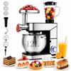 Royal Swiss Robot da Cucina 3 in 1 12L 2000W con Tritacarne e Frullatore in Vetro 1,5L, Impastatrice Planetaria, 6 Velocità, Ciotola in Acciaio Inox XXL, Argento