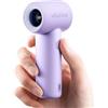 WHATOOK Mini Ventilatore Portatile Ricaricabile, 5 Velocità, LED, Viola | Mini ventilatore da 140 g con 5 velocità, flusso fino a 9,9 m/s, display LED, autonomia fino a 9 ore e ricarica USB-C