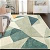 Tapis Design Tappeto Soggiorno Geometrico Moderno, Lavabile e Antiscivolo, 140 x 200 cm | Tappeto per Camera da Letto e Sala da Pranzo, Verde Beige e Giallo, Morbido Tappeto a Pelo Corto, Facile da Pulire