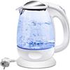 EXTRASTARBollitore Acqua Elettrico, Bollitore da 1,7L in vetro con indicatore luminoso a LED blu, bollitore elettrico senza BPA con spegnimento automatico e protezione da bollitura a secco, bianco.