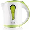 ECG green RK 1022 - Bollitore elettrico, indicatore del livello dell'acqua, design in plastica di alta qualità, senza BPA, capacità 1,0 l, 900-1100 W, in plastica, 1 litro, colore: Verde/Bianco