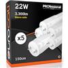 Eurocali 5x Tubo LED T8 22W 150cm Alta Luminosità 3300 lumen Fascio Luminoso 320° - Luce Bianco Caldo 3000K - Sostituzione Neon