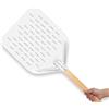 NSXVIA Pala per pizza perforata 39,5 x 30 x 2 cm - Pala per pizza in alluminio con manico rimovibile in legno leggero peel, paletta per forno, accessori per pizza (Wood)