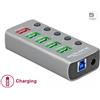Delock Hub USB 3.2 Gen 1 Delock con 4 porte + 1 porta di ricarica rapida con interruttore