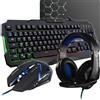 THE G-LAB Pacchetto Gamer 4 in 1 The G-Lab COMBO ARGON, tastiera retroilluminata, mouse 3200 DPI, cuffie con bassi potenziati, tappetino antiscivolo