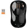 MOBILITY LAB Mouse wireless, 2x Bluetooth + ricevitore USB a 2,4 GHz, MOBILITY LAB PHANTOM, clic silenziosi, DPI regolabile, nero trasparente