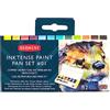 Derwent Inktense Palette #1, Set d 12 Tempere Solubili in Acqua, Adatte a Pittura e Bricolage su Carta e Tessuto, Include 1 Spugna, 1 Mini Waterbrush e 1 Tavolozza (2302636)