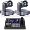 Tenveo Kit Telecamere PTZ e Controller 2 Telecamere PTZ 4K con AI Auto Tracking 12X (HDMI/USB3.0/LAN PoE) e Controller Joystick 4D con Schermo Touchscreen 7 Quad-View per Live Streaming