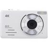 Generic Piccola Videocamera Digitale Portatile, Fotocamera Digitale 4K con Zoom Digitale 18X con Messa a Fuoco Automatica per la Fotografia (WHITE)
