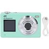 Nutriess 4K Digital Camera AutoFocus 48MP 16x Zoom Portable Portable Compact a doppio schermo Filtri di bellezza Studenti Bianco (Green)