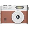 RiseNova Portachiavi con fotocamera 1080P con sensore da 12 MP e display da 0,96 pollici (marrone scuro) | Portatile Retro per Mini per Videocamera con Luce LED per Registrazione Giornaliera