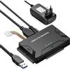 Amtake Adattatore per disco rigido USB 3.0 a IDE/SATA per hard disk da 2,5 e 3,5 HDD/SSD, adattatore USB SATA convertitore compatibile con Windows 10/8/7/XP/Vista, Mac OS, Linux, ecc. (con sorgente