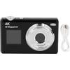 Nutriess 4K Digital Camera AutoFocus 48MP 16x Zoom Portable Portable Compact a doppio schermo Filtri di bellezza Studenti Bianco (Black)