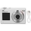 Nutriess 4K Digital Camera AutoFocus 48MP 16x Zoom Portable Portable Compact a doppio schermo Filtri di bellezza Studenti Bianco (White)
