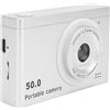 VELATEMOR Fotocamera Digitale Punta e Scatta HD 8X 50 MP per Bambini, Doppia Fotocamera Anteriore Posteriore Portatile con Filtro, Fotocamera Digitale Multifunzione per Vlogging con (SILVER)