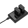 Andoer NP-FW50 caricatore USB e kit batteria 1 x caricatore fotocamera a doppio canale con 2 x 7,4 V 1500 mAh NP-FW50 batterie ricaricabili USB C + porta micro USB, display LED