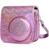 JXE - Custodia protettiva per fotocamera in pelle PU con glitter per Polaroid Fujifilm Instax Mini 9 8 8+-Crystal Pink