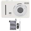 Akozon CAMERA DIMENTALE Digital da Viaggio Compact 4K 64MP da 2,4 Pollici Zoom 18x Portatile per Principianti per Principianti (WHITE)