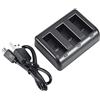 Trade-Shop Triple - Caricatore a 3 canali, con indicatore LED, micro USB USB-C compatibile con GoPro Hero 9 Black AHDBT-901 ADBAT-001