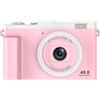 Sxhlseller Camera Digitale 1080p con Lenti Doppie da 48 MP, Zoom Ottico 15x, Flash LED, Trasferimento WiFi, Videocamera HD Compatta per Viaggi e Fotografia Quotidiana (Rosato)