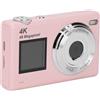 Generic Fotocamera per Vlogging 4K, Schermo Frontale da 1,4 Pollici Zoom Digitale 16X Fotocamera Compatta Punta e Scatta Filtri di Bellezza per i Viaggi (PINK)