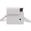 Denash Custodia Protettiva per Fotocamera, Borsa a Tracolla in Pelle PU con Coperchio Rimovibile, Fibbia di Regolazione della Tracolla in Metallo (Bianco 26,5x12,3 cm/10,4x4,8 pollici)
