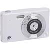 Cuifati Camera Digitale 4K, Focus Auto Focus 16x Zoom 48MP Vlogging Fotocamera con Schermo da 2,4 Pollici, Fotocamera Compatta Anti -shake con Flash, per la Fotografia di Viaggio (WHITE)