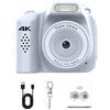 CAZSTYK Fotocamera 4K leggera con dimensioni, White STANDARD NO CARD | Schermo UHD IPS da 1, 54 pollici, grandangolare da 78°, illuminazione a LED integrata per riprese,