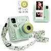 HIYQIN Custodia per fotocamera Mini SE, custodia rigida trasparente per fotocamera istantanea Fuji Mini SE, custodia in plastica con grazioso adesivo e tracolla.., Panda verde, MINI SE CASE, Custodia