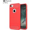 TTNAO Custodia Lanpangzi for iphone 8 Cover TPU Flessibile Lusso Case Fibra di Carbonio Design Anti Graffio Protettivo Bumper Custodia - Rosso