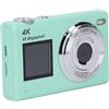 Generic Fotocamera per Vlogging 4K, Schermo Frontale da 1,4 Pollici Zoom Digitale 16X Fotocamera Compatta Punta e Scatta Filtri di Bellezza per i Viaggi (GREEN)