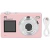 Nutriess 4K Digital Camera AutoFocus 48MP 16x Zoom Portable Portable Compact a doppio schermo Filtri di bellezza Studenti Bianco (Pink)