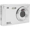 Generic Camera Digitale, AF Autofocus 4K 50mp COMPACT Digital Chamber 2,8 Pollici per il Ritratto (SILVER)
