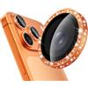 CloudValley All Bling Pellicola Protezione Fotocamera per iPhone 14/15/16/17 Pro e Pro Max (Modelli 2022-2025), 9H Vetro Temperato Ultra HD, Metallo Scintillante Antiurto, Arancione Glitterato