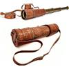 Antique Vibes Telescopio in ottone con cinturino decorativo in pelle, zoom 10x, binocolo nautico pirata marittimo, battesimo, educativo, regalo scolastico