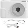 Goshyda Fotocamera Digitale, Videocamera HD 4K 48MP per Bambini, Piccola Fotocamera Compatta, Display TFT da 2,4, Zoom Digitale 16x, Fotocamera Digitale Punta e Scatta per Ragazzi (WHITE)