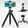 Generic Mini treppiede per telefono, treppiede flessibile da tavolo a forma di polpo con montaggio a vite da 1/4 di pollice, supporto pieghevole per fotocamera da tavolo per piccole fotocamere, webcam