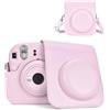HIYQIN Custodia per Fotocamera Istantanea Compatibile con Fujifilm Instax Mini 12,Custodia Polaroid Instax Mini 12 con Tasca per Foto- Rosa