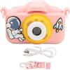 Akozon Fotocamera Digitale per Bambini Astronauta Rosa, Doppia Fotocamera HD da 20 MP, Divertenti Cornici per Foto, Batteria a Lunga Durata per Regali di Compleanno di Natale