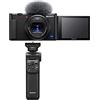 Sony Videocamera Vlog ZV-1 | Fotocamera digitale (schermo ad angolo variabile per Vlogging, video 4K) ZV1BDI.EU - Nero + impugnatura Sony GP-VPT2BT (per selfie e vlogging) nero (rinnovato)