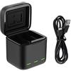 TELESIN - Caricabatterie veloce USB a 3 canali con cavo di tipo C, per GoPro Hero 9, colore nero, completamente compatibile con caricabatterie e batterie originali Go Pro 9, confezione con 2 batterie