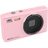 Cryfokt Fotocamera Digitale per Bambini 4K, Fotocamera Compatta Portatile inquadra e scatta da 44 MP con Zoom Digitale 16X, Fotocamera Compatta Tascabile con Schermo da 2,4 (Rosa (22,3