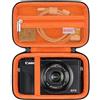 BOVKE Fotocamera Custodia per Canon PowerShot G7 X Mark III G7X Mark II Fotocamera Digitale Compatta, Borsa da Viaggio Compatta per Video 4K, Con Tasca in Rete per Cavi e Batterie, Nero+Arancione