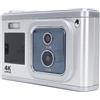 Generic Fotocamera Digitale con Doppio Obiettivo Flash Incorporato Fotocamera Digitale Compatta Zoom Digitale 16X 4K HD per Studenti per la Fotografia (SILVER)